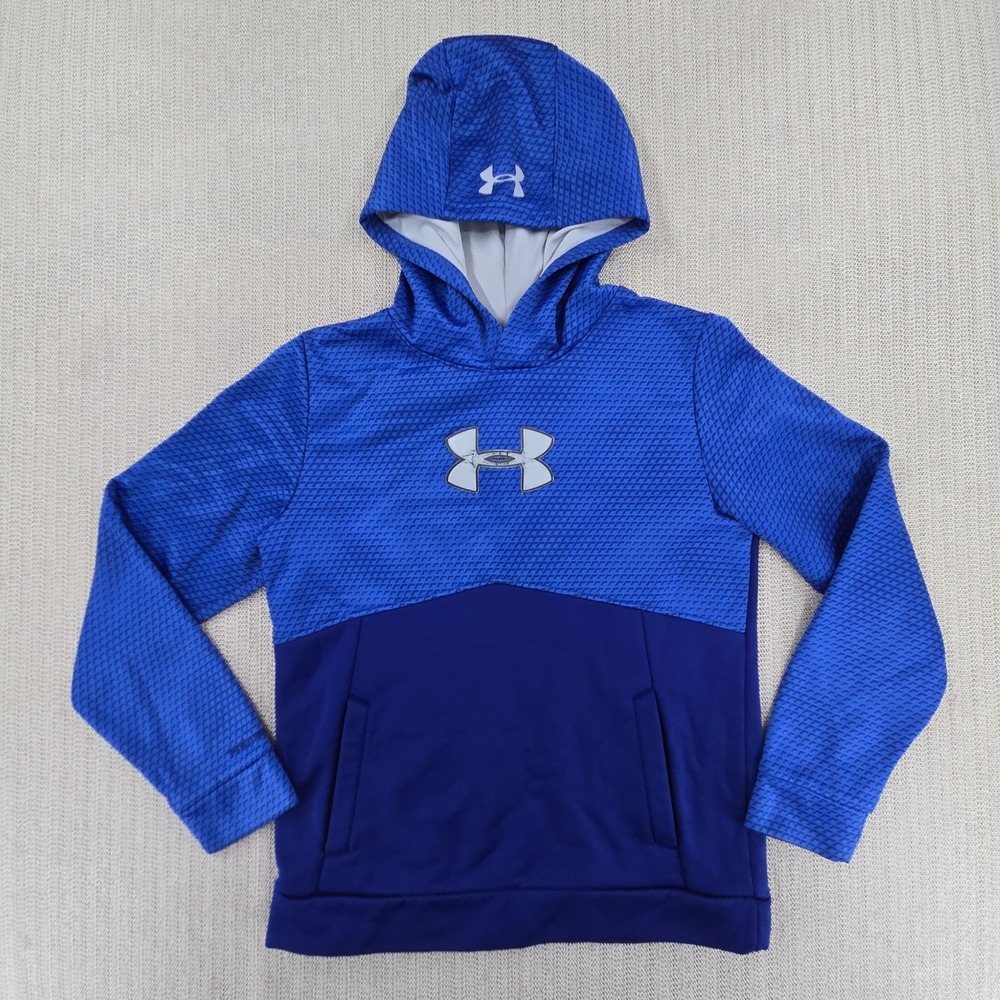 Under Armour Storm Hoodie Sweatshirt Youth Boys Large Blue Graphic Relaxed